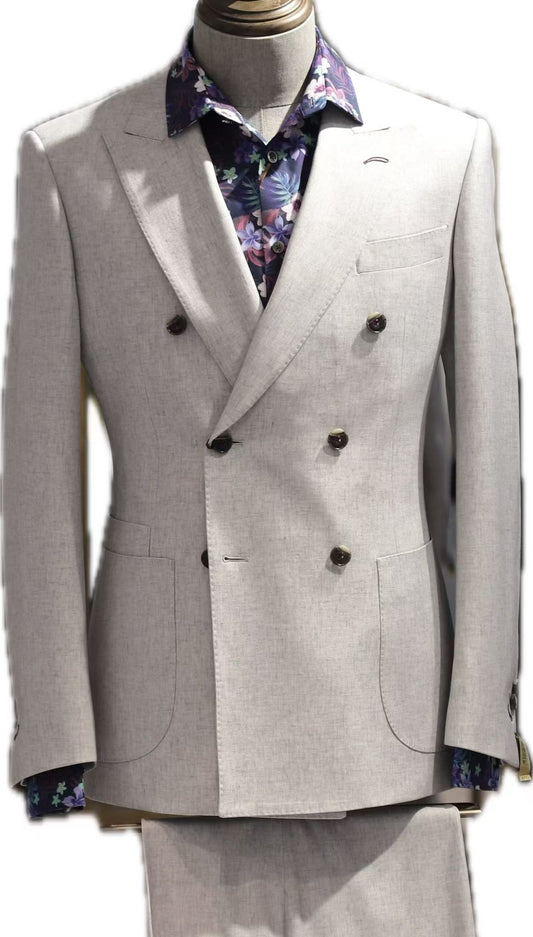Light Grey Double-Breasted Suit
