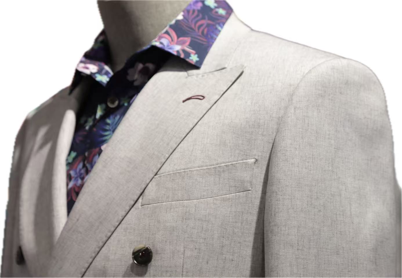 Light Grey Double-Breasted Suit