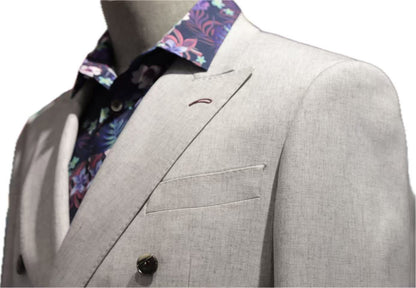 Light Grey Double-Breasted Suit