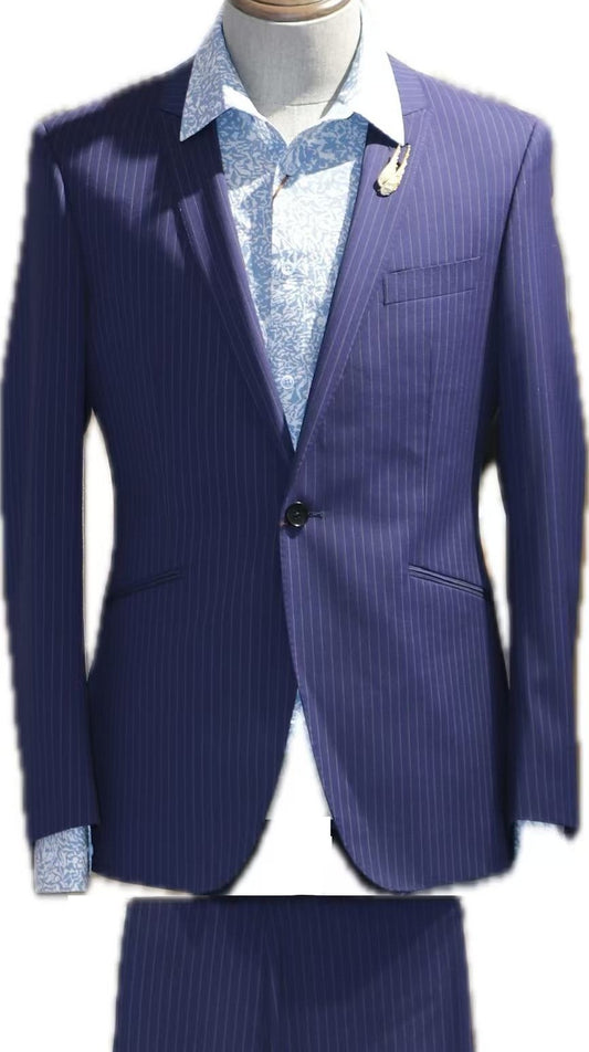 Navy Pinstripe Stretch 2-Piece Suit