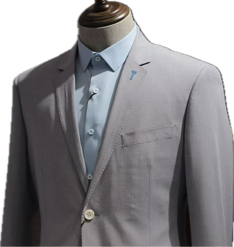 Light Grey-Blue Stretch 2-Piece Suit