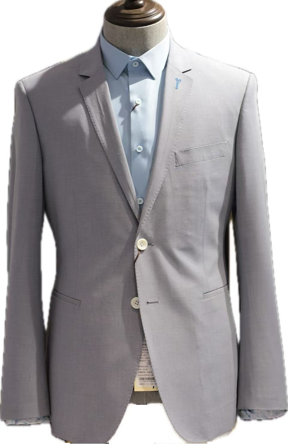 Light Grey-Blue Stretch 2-Piece Suit