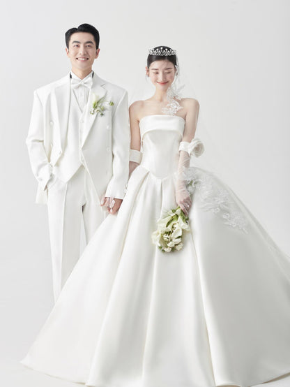 Luxury White Wool Silk Wedding Tuxedo