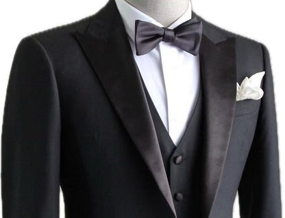 Luxury Black Tuxedo 3-Piece Suit – Wool Silk Cotton