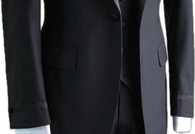 Luxury Black Tuxedo 3-Piece Suit – Wool Silk Cotton