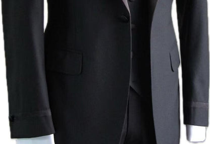 Luxury Black Tuxedo 3-Piece Suit – Wool Silk Cotton