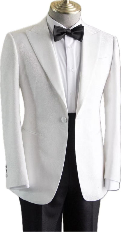 Luxury White Wool Silk Wedding Tuxedo