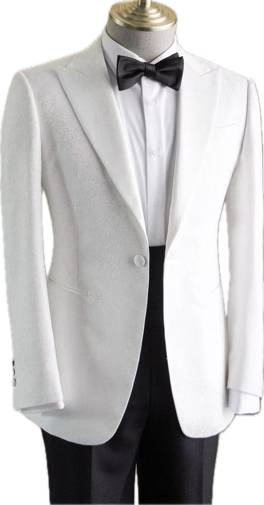 Luxury White Wool Silk Wedding Tuxedo