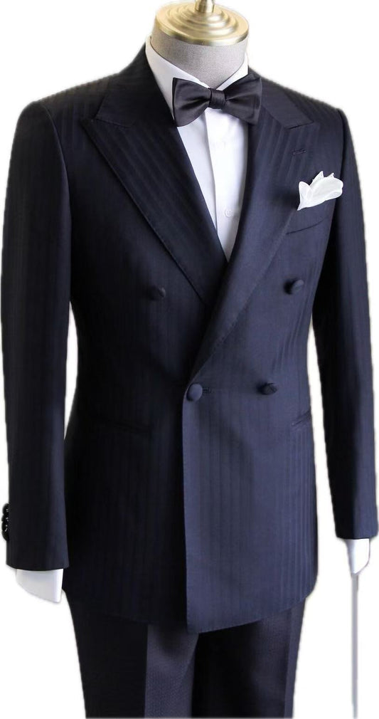 Luxury Wool-Silk Double-Breasted Wedding Tuxedo