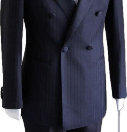Luxury Wool-Silk Double-Breasted Wedding Tuxedo