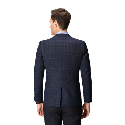 Navy Check Technical Suit Blazer - Tailored Versatility