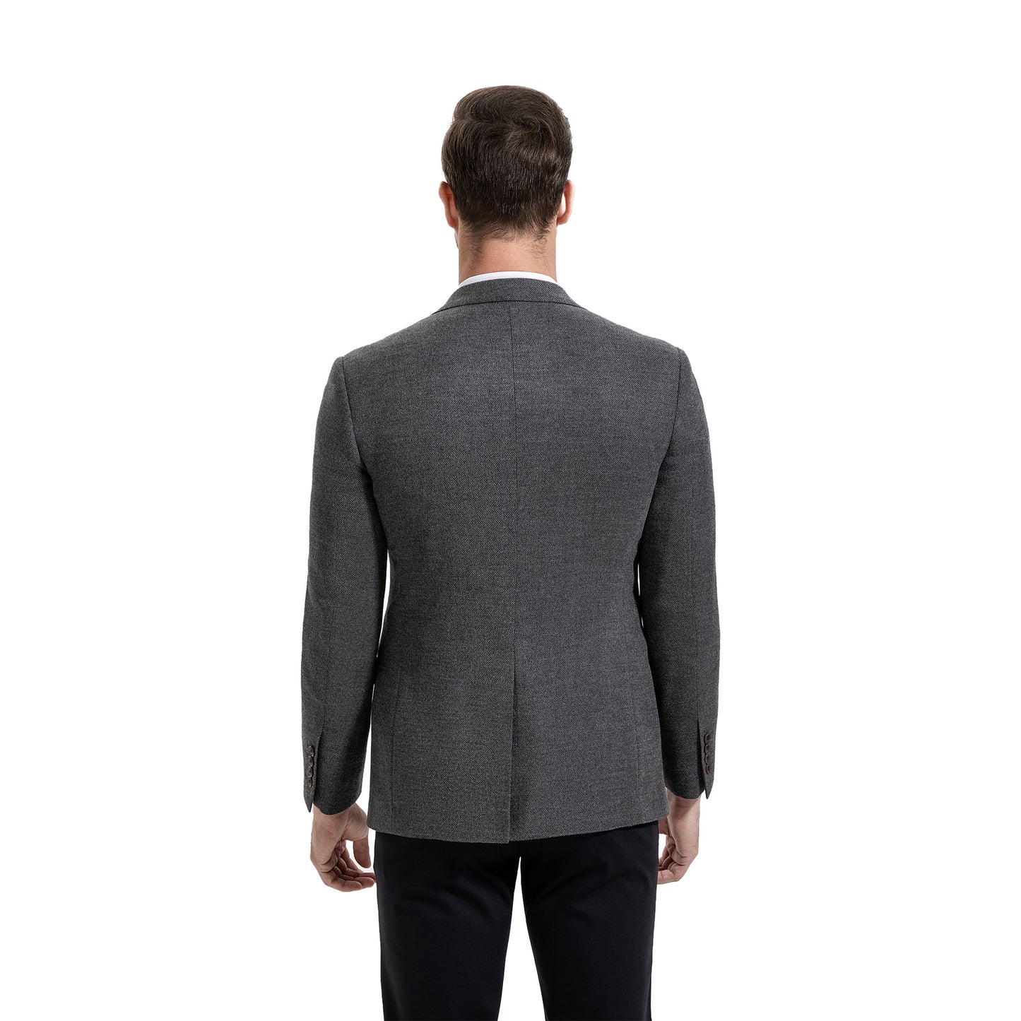 Classic Grey Cotton-Wool Tailored Blazer Jacket