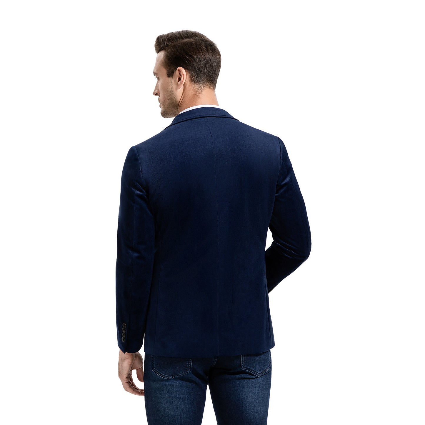 Classic Bright Navy Casual Corduroy Suit Blazer