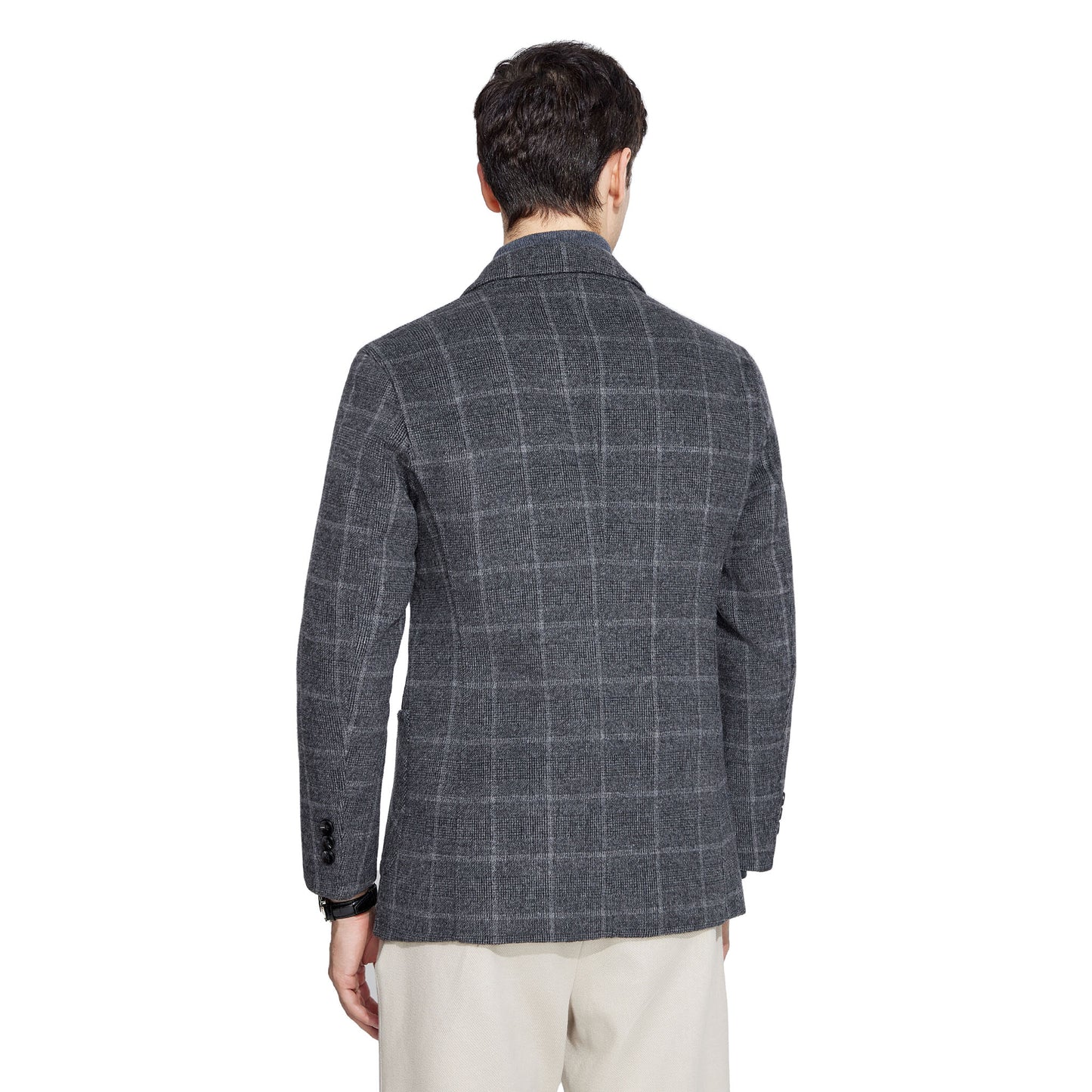Premium Wool Grey Check Blazer - Effortless Elegance