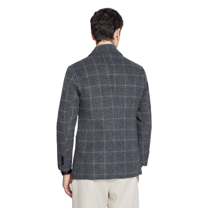 Premium Wool Grey Check Blazer - Effortless Elegance