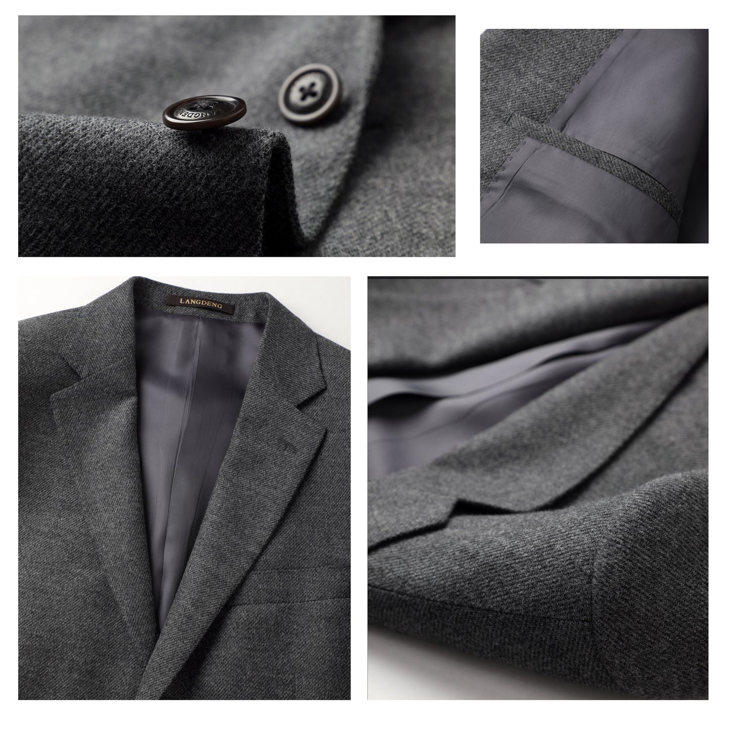 Classic Grey Cotton-Wool Tailored Blazer Jacket
