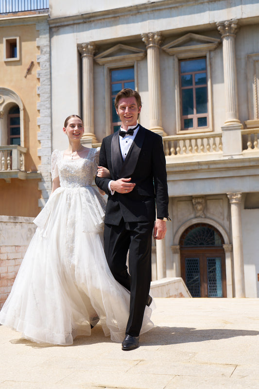 100% Wool Black Double-Breasted Suit