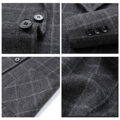 Premium Wool Grey Check Blazer - Effortless Elegance