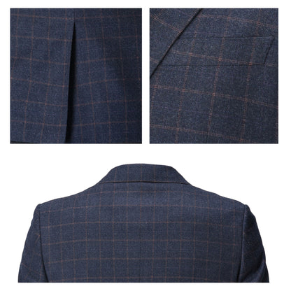 Navy Check Technical Suit Blazer - Tailored Versatility