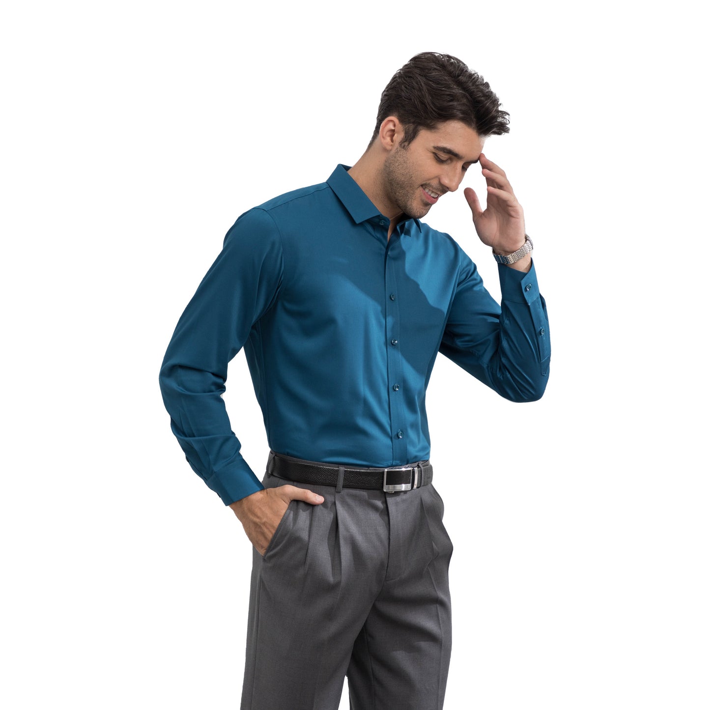 Bamboo Long-Sleeved Shirt in Turquoise