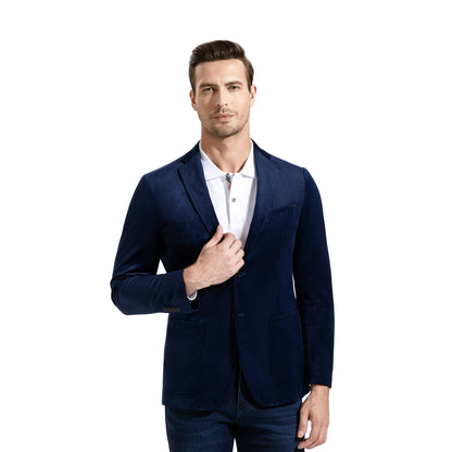 Classic Bright Navy Casual Corduroy Suit Blazer