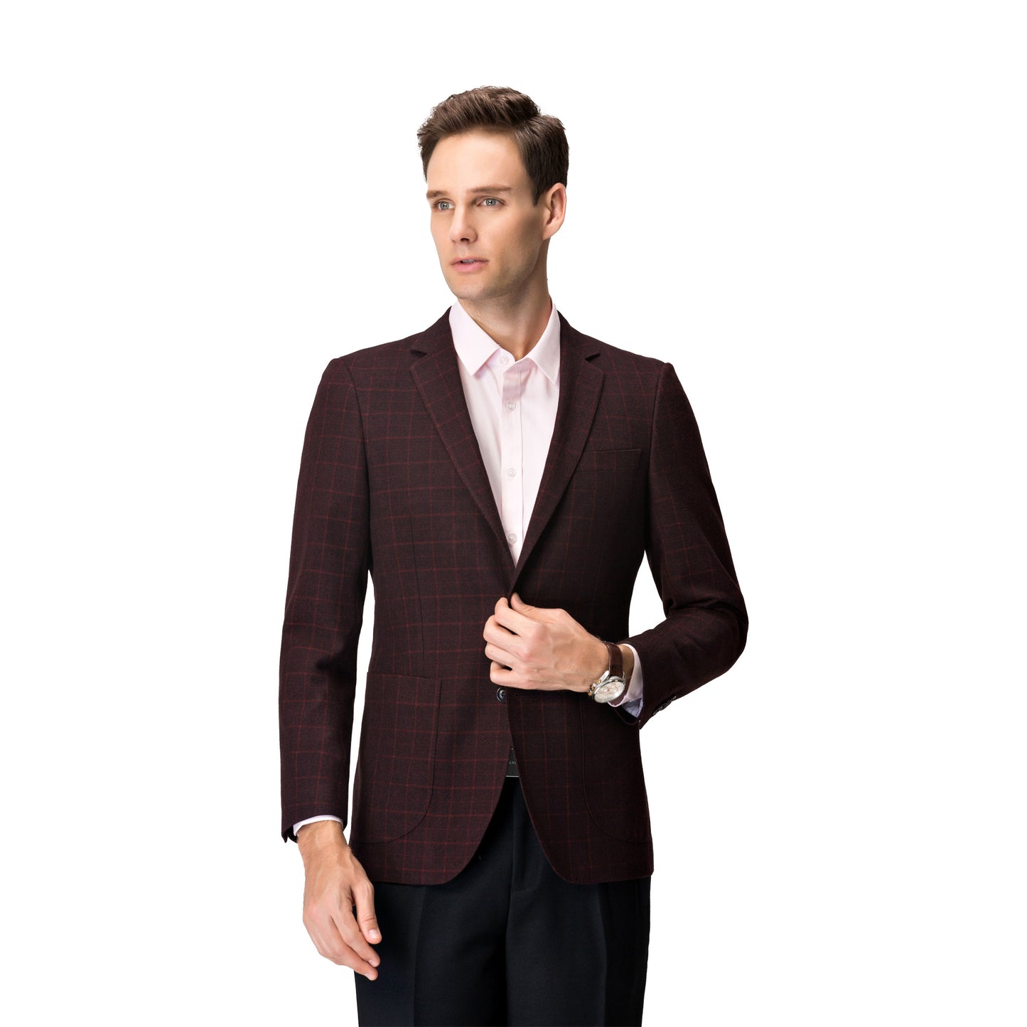 Blazer a cuadros carmesí: elegante. Estructurado. Impactante.
