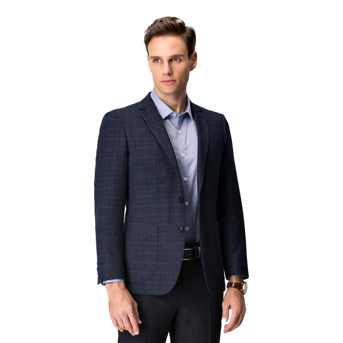 Navy Check Technical Suit Blazer - Tailored Versatility