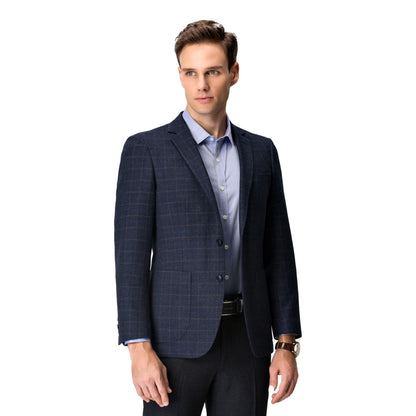 Navy Check Technical Suit Blazer - Tailored Versatility