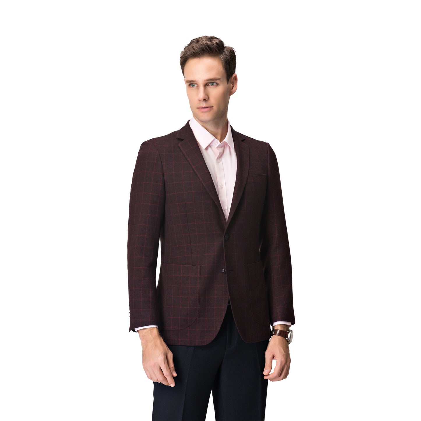 Blazer a cuadros carmesí: elegante. Estructurado. Impactante.