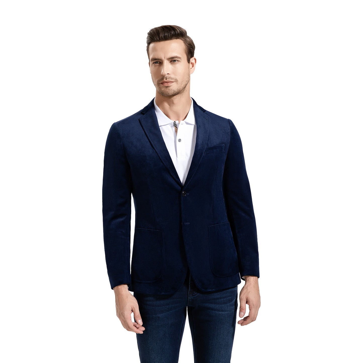 Classic Bright Navy Casual Corduroy Suit Blazer