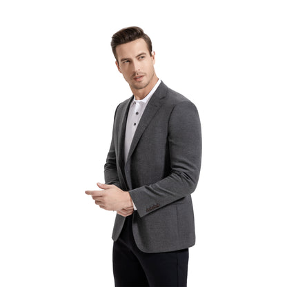 Classic Grey Cotton-Wool Tailored Blazer Jacket