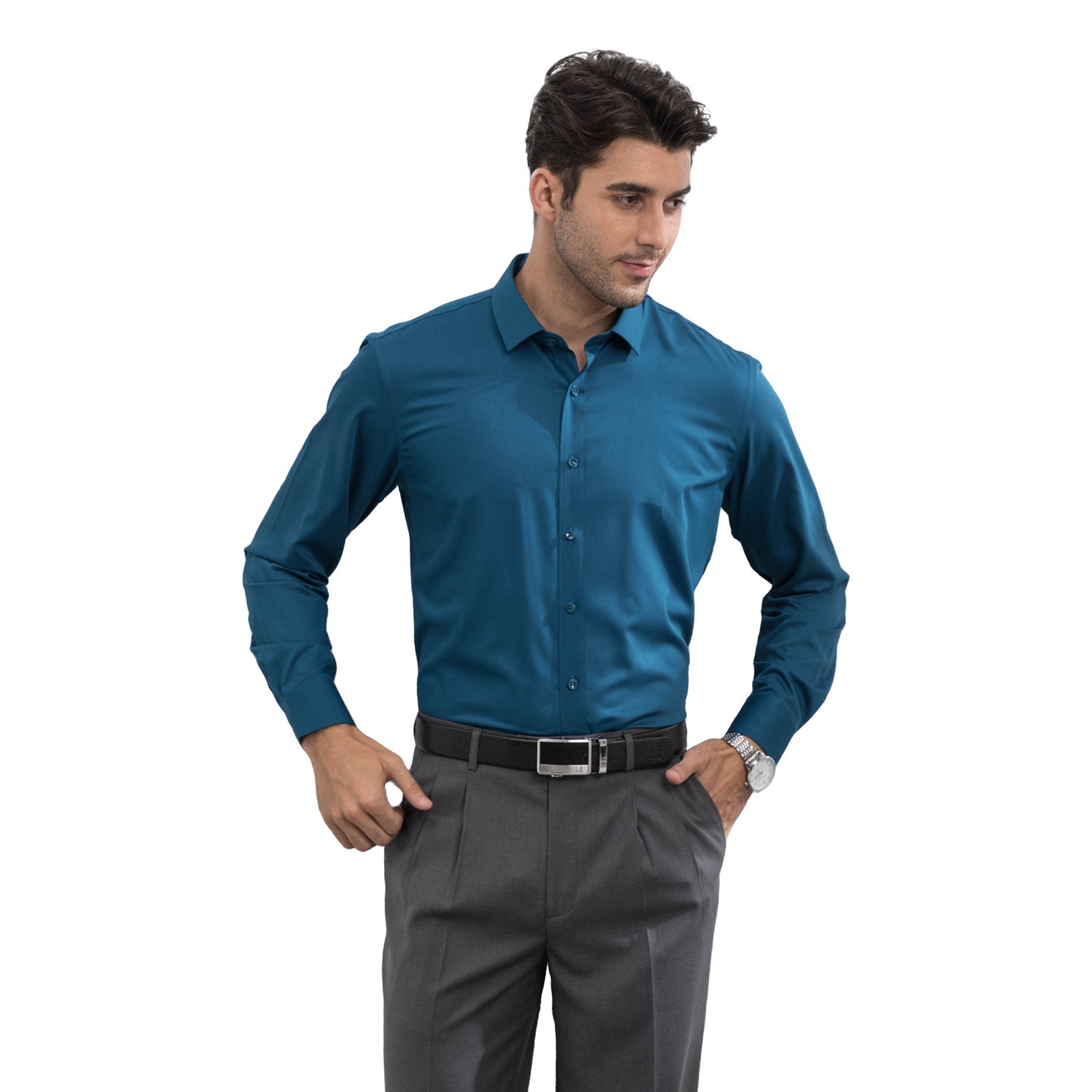 Bamboo Long-Sleeved Shirt in Turquoise