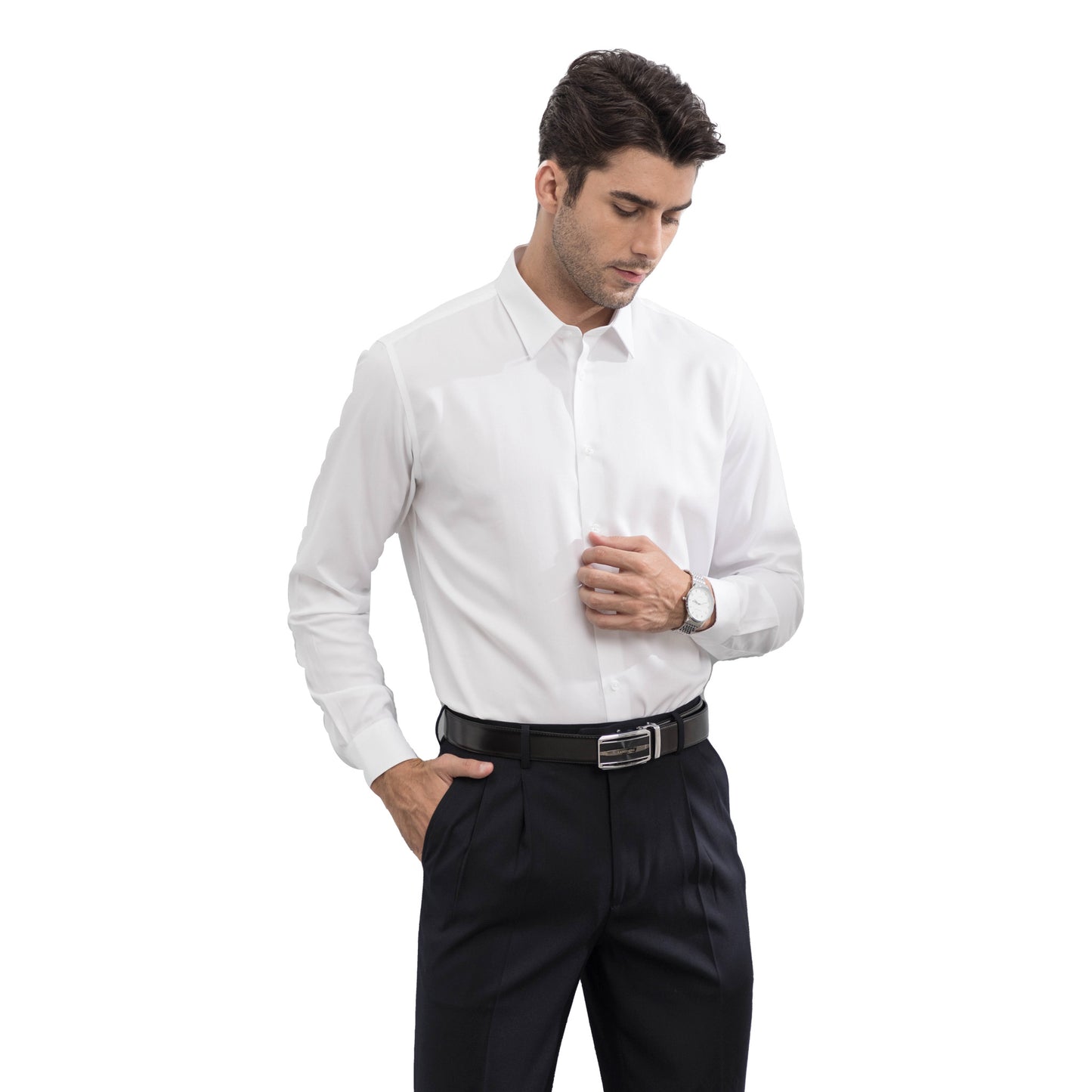 Chemise en coton sergé premium pour homme