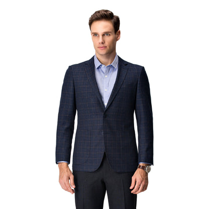 Navy Check Technical Suit Blazer - Tailored Versatility