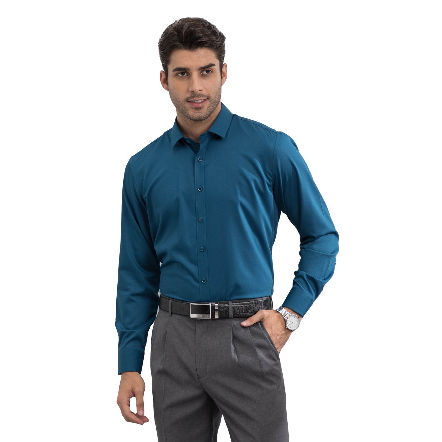 Bamboo Long-Sleeved Shirt in Turquoise