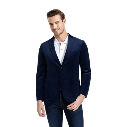 Classic Bright Navy Casual Corduroy Suit Blazer