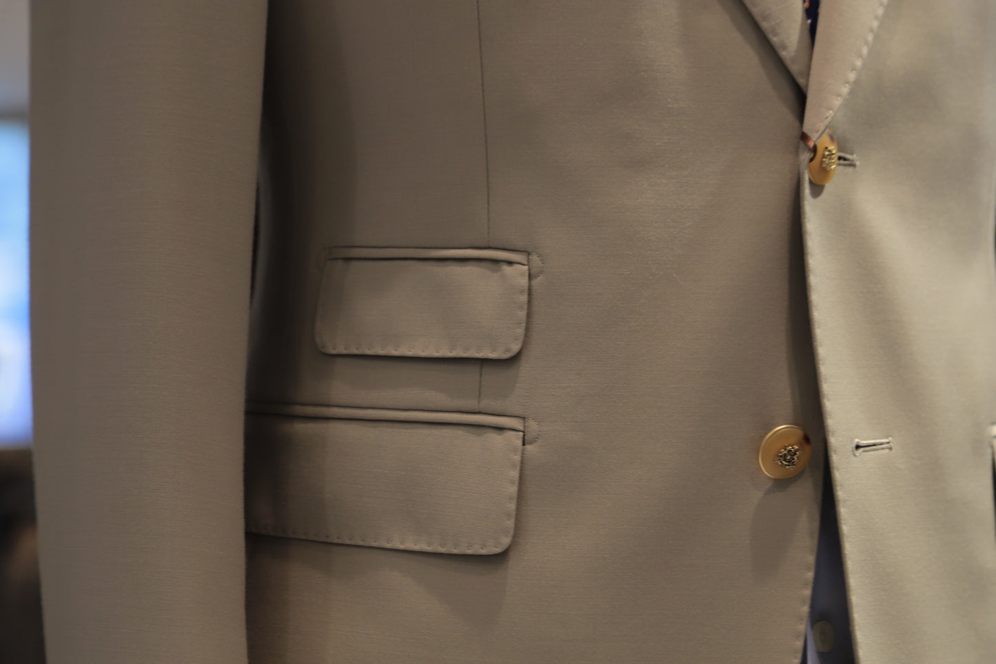 Khaki Wool Blend Suit Set