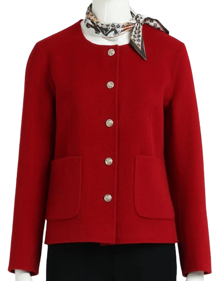 Women’s Red Short Wool Overcoat