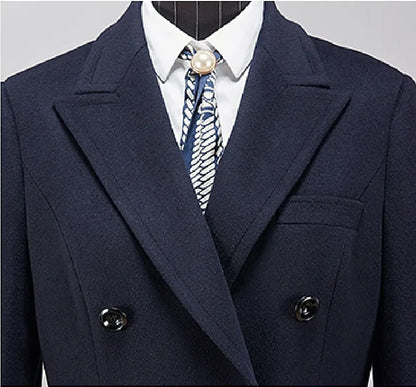 Women’s Wool Double-Breasted Navy Coat