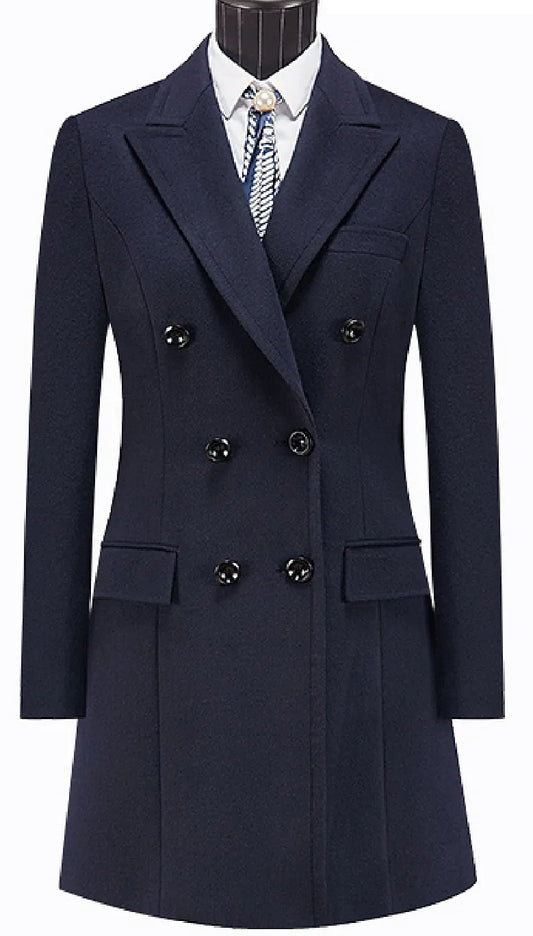 Women’s Wool Double-Breasted Navy Coat