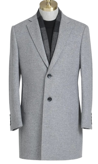 Men’s Light Grey Wool-Blend Overcoat