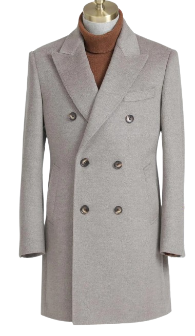 Men’s Double-Breasted Wool-Cashmere Overcoat