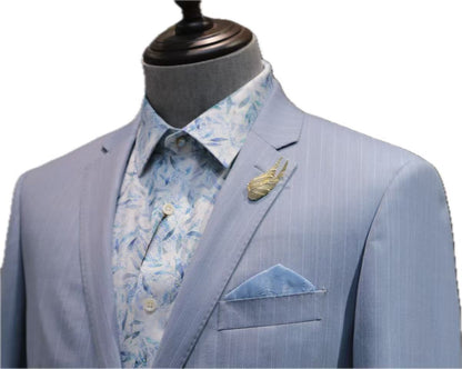 Light Blue Wool Pinstripe Suit